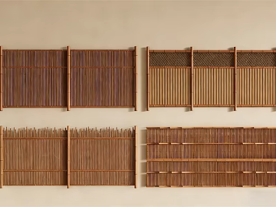 Different Wooden Fence Styles Featuring Slatted And Lattice Designs For Outdoor Spaces 3d model