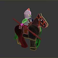 Lego Knight Figure Riding Black Horse With Silver Helmet And Spear