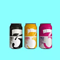 Colorful Canned Beverages with Black Yellow Pink Labels Featuring Stout Lager Pale and Number 5