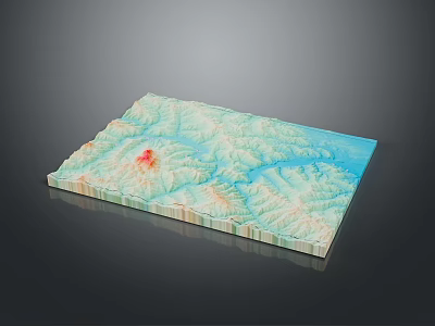 3D Terrain Model Showcasing Mountain Landscape With River And Natural Scenery 3d model
