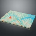 3D Terrain Model Showcasing Mountain Landscape With River And Natural Scenery