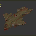 Military Scifi Spaceship 3D Model With Angular Design And Olive Green Color