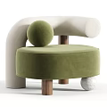 Unique Modern Leisure Chair With Geometric Pattern Backrest And Soft Boucle Seat Spherical Wooden Legs