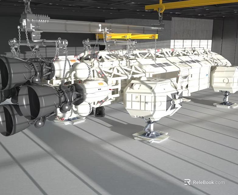 Complex Industrial Mechanical Structure With Engines Pipes And Brackets In Workshop 3d model 