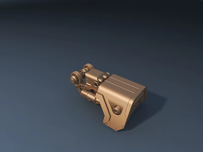 Golden Mechanical Weapon Part With Detailed Structure And Metallic Finish 3d model