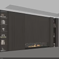Modern Built in Bookcase Interior Design With Fireplace And Decorative Items 3d model