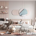 Cozy Modern Kids Bedroom With Toys Bed And Bookshelves