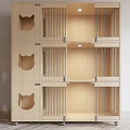 Wooden Garden Decorative Shelf With Cat Face Cutouts And Multi Layer Design