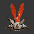 Cartoon Rabbit With Big Ears Blue Vest Red Scarf Green Pants And Tool Bag