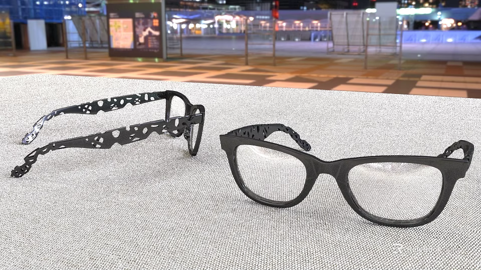 Two Black Frame Glasses With Patterned Design And Different Styles For Daily Life Essentials 3d model 