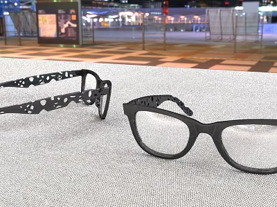 Two Black Frame Glasses With Patterned Design And Different Styles For Daily Life Essentials 3d model