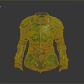 Green Decorative Armor With Brown Belt And Gold Accents For Fantasy Games