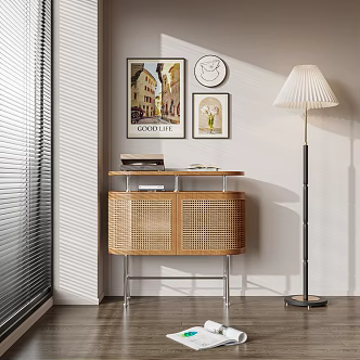 Antique Rattan Side Cabinet 3d model