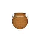 Natural Wicker Round Table With Lid And Handles For Home Storage Decor