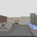 Modern Hotel Lobby Interior With Marble Reception Desk And Plant Decorations