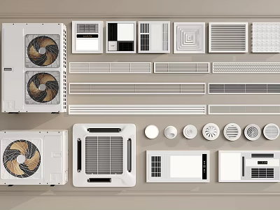Various Types of Air Conditioner Vents with Modern Design for Home Installation 3d model
