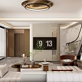 Modern Light Luxury Living Room Interior With Soft Sofa Wood Accents And Marble Finishes