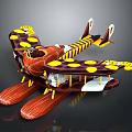 Brown And Yellow Cosmic Shuttle Design With Aerodynamic Structure For Space Exploration 3d model