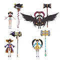 Game and Movie Characters With Diverse Costumes Weapons and Unique Hairstyles