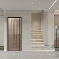 Modern Living and Dining Room Interior with Storage Cabinets Wooden Accents TV Washing Machine and Open Design