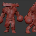 Lava Giant Creature With Stone Armor Glowing Orbs And Muscular Build