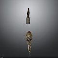 Ancient Traditional Weapon With Intricate Carvings And Ornamental Metal Design Details