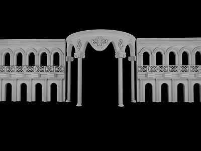 Intricate Architectural Sculpture With Arched Design Columns Balconies And Decorative Carvings 3d model