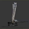 Wooden Tree Trunks And Stone Wall Natural Decorative Display With Grass And Moss