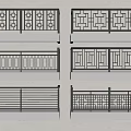 Stylish Modern Balcony Railings With Various Architectural Decorative Patterns And Designs 3d model