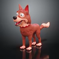 Cute Brown 3D Dog Model With Red Collar In Standing Pose 3d model