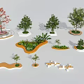 Diverse Shaped Tree Planters With Various Trees And Shrubs In Landscape Design