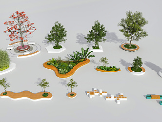 Modern Tree Pond Landscape Tree Pond Sitting Stool Combination Special-shaped Tree Pond Flower Pond Landscape Outdoor Plant Tree Sick 3d model