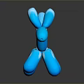 Blue Balloon Dog Sculpture With Shiny Surface And Dark Background Reflection 3d model
