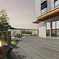 Tranquil Terrace Garden Landscape Featuring Outdoor Seating Bamboo Plants Greenery And Stone Paving