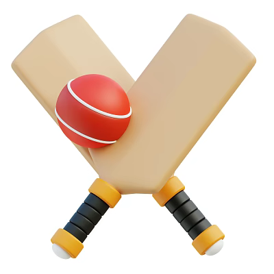 High Quality Cricket Bats With Grip And Red Cricket Ball Sports Equipment 3d model