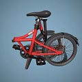 Two Red Foldable Bicycles With Black Seats Sturdy Frames And Urban Style 3d model