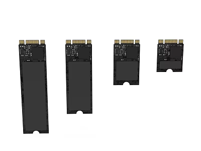 Black M.2 SSDs Four Units Arranged Display For Computer Storage 3d model