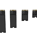 Black M.2 SSDs Four Units Arranged Display For Computer Storage