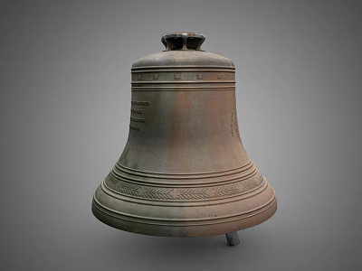 Traditional Bronze Bell In Public Facility With Decorative Patterns And Inscriptions 3d model