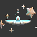 Decorative Ornament Set Featuring Floating Star Ornaments Blue White Base Pastel Colors Various Sizes