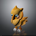 Cute Yellow Bird 3D Cartoon Character With Blue Eyes Orange Feathers And White Claws
