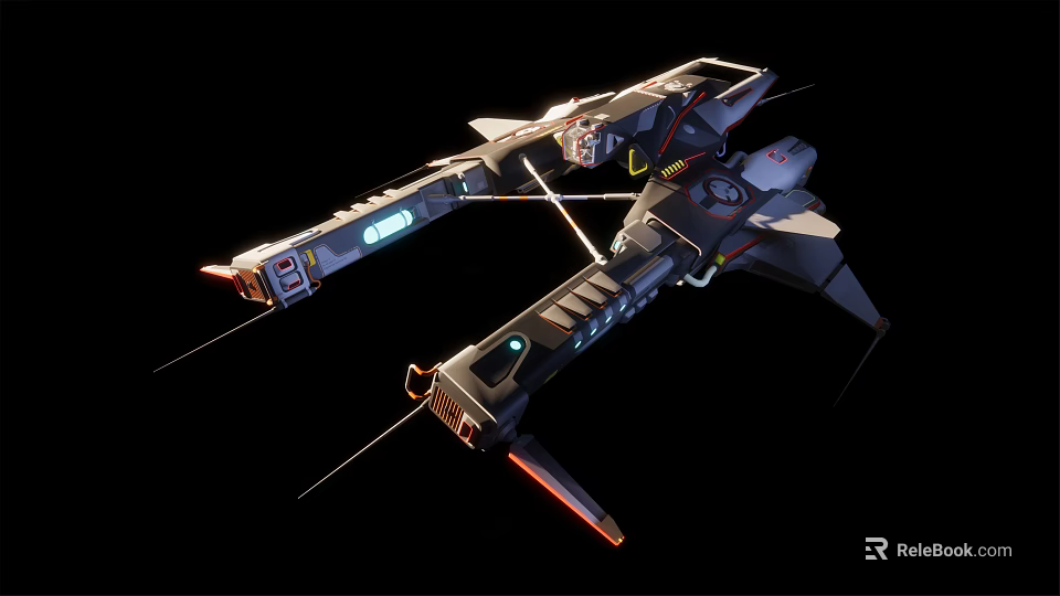 Advanced Sci Fi Spaceship Model Featuring Aerodynamic Shape And Illuminated Details 3d model 