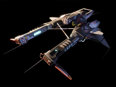 Advanced Sci Fi Spaceship Model Featuring Aerodynamic Shape And Illuminated Details 3d model