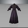 Vintage Purple Long Dress With Elegant Lace Details And Long Sleeves Design