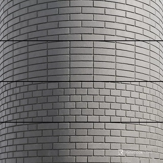 Durable Gray Brick Wall Component With Horizontal Dividing Lines And Uniform Structure 3d model 