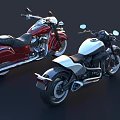 Modern Classic Cruiser Red And Silver Motorcycles With Chrome Accents And Sleek Design