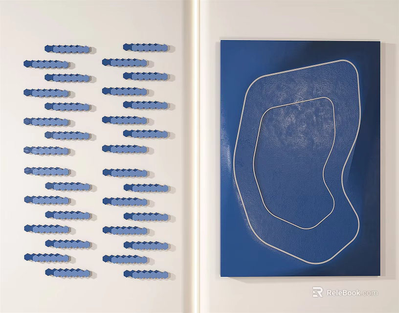 Abstract Art Composition With Blue Rectangular Shapes And White Outline 3d model 