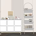 Low Cabinet Bucket Cabinet Decorative Cabinet Shelf Bookshelf Potted Plant 3d model