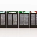 Commercial Beverage Display Refrigerators With Branded Logos And Glass Doors In Row