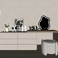 Modern Dressing Table Makeup Stool Combination 3d model